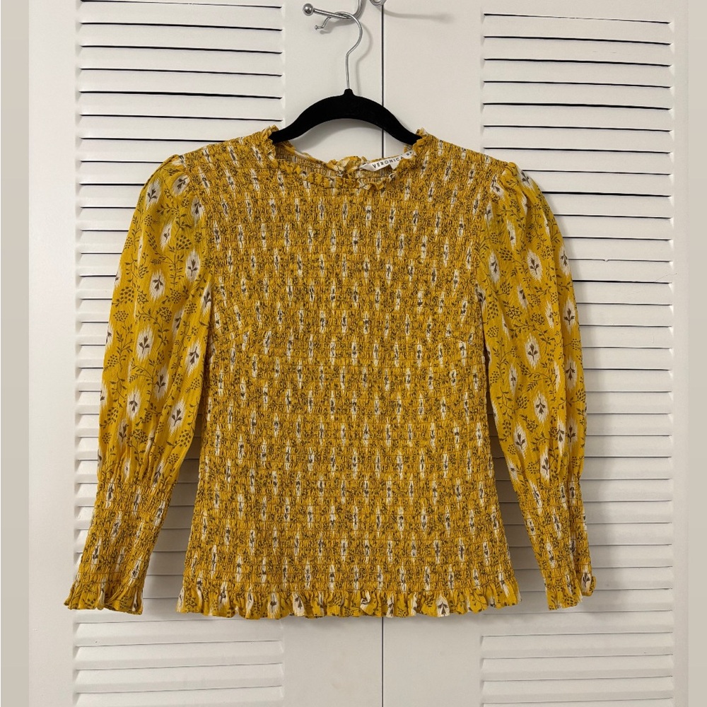 Veronica Beard Yellow Floral Blouse